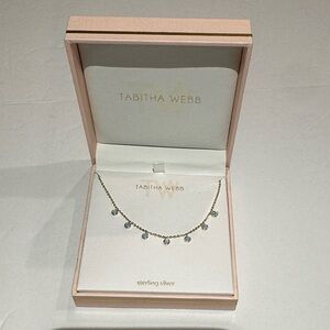 Tabitha Webb Silver Necklace gold tone necklace with 7 opal drops 18”